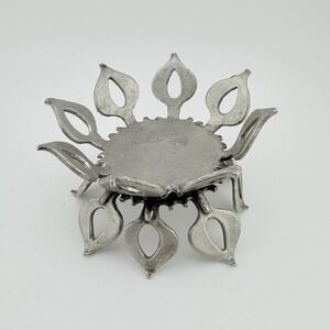 Metzke Pewter Leaf Candle Holder Stand Small Silver Excellent Vintage Botanical